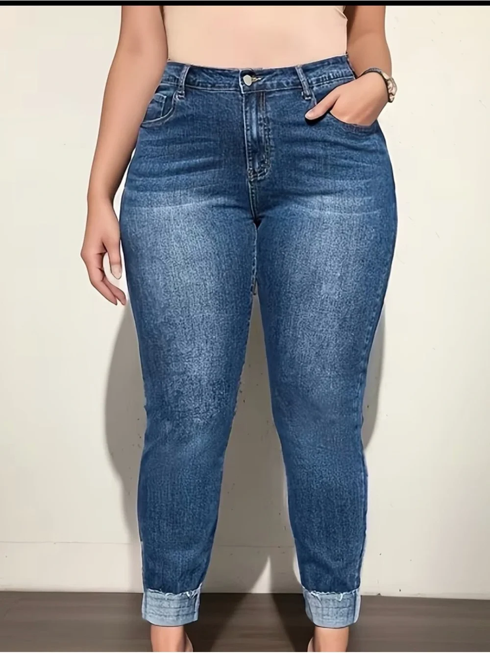 Plus Size Classic Mid-Rise Boyfriend Jeans in Blue (18) - Picture 2 of 5